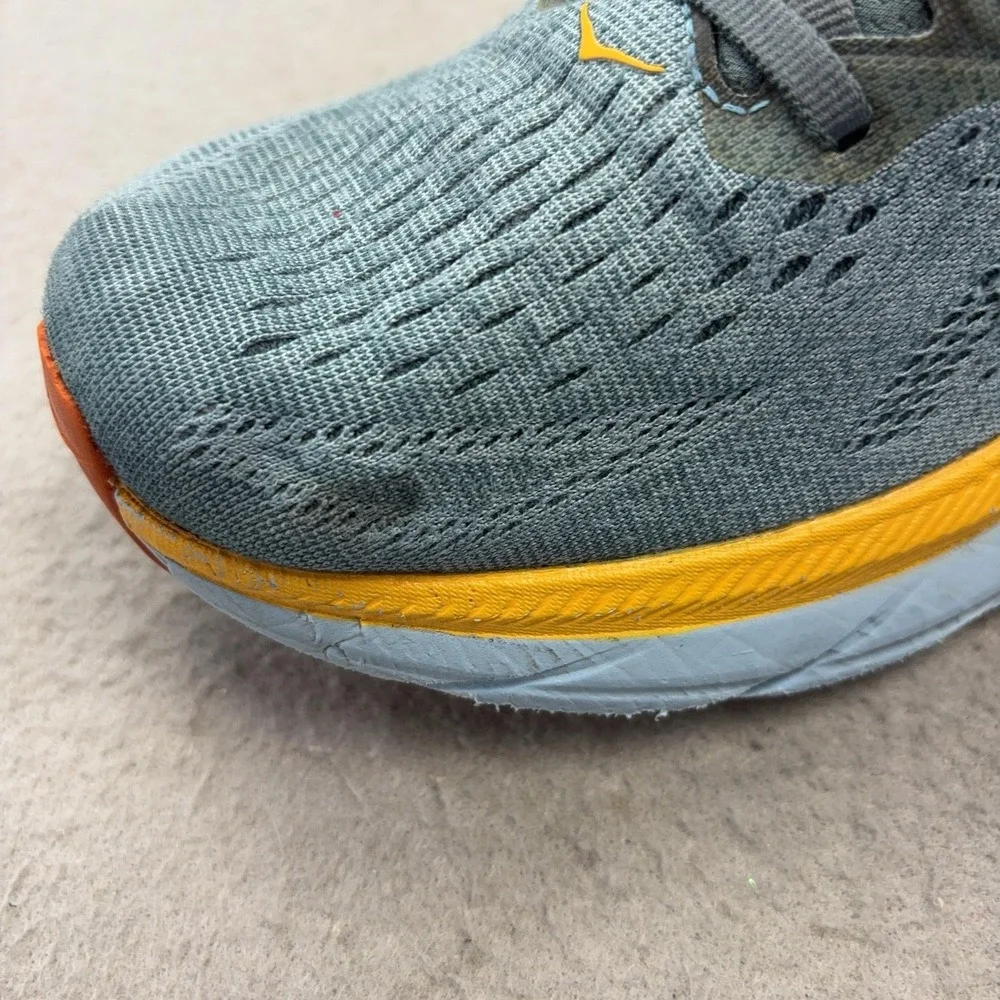 Hoka One One Clifton 8 Shoes Mens Size 9 Blue Green Cushioned Running Sneakers